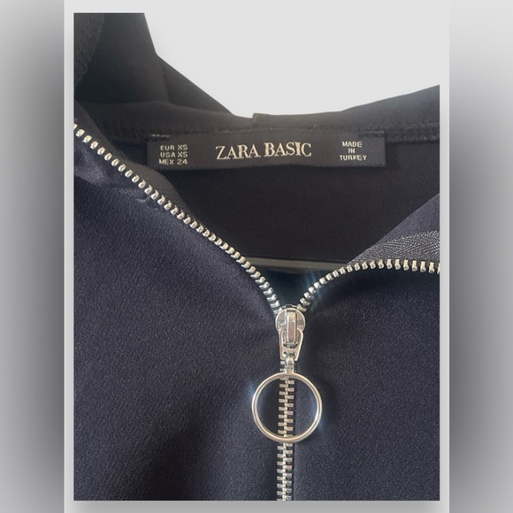 Zara Basic Black Leopard Print Color Block Lightweight Hoodie Sweatshirt XS - Picture 4 of 8